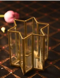 Metal Frame Glass Hurricane Candle Holder
