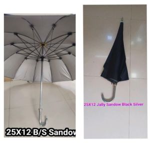 25x12 Manual Black Silver Umbrella