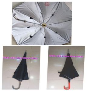 25x8 Manual Black Silver Umbrella