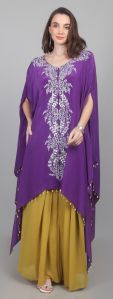 Women Designer Kaftan with Pleated Skirt Set
