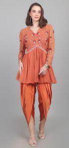 Women Peplum Work Party Wear Dhoti Kurti Set