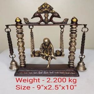 Golden Brass Sai Baba On Swing