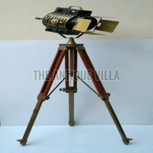 Designer Marine Floor Lamp Marine Designer Spotlight Floor Lamp Searchlight with Wooden Tripod Stand