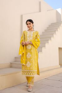 Premum Cotton Jaquard Heavy Embroidered Chicken Work Kurti