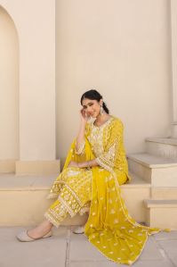 Premum Cotton Jaquard Heavy Embroidered Chicken Work Kurti