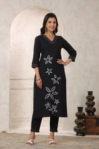 Cotton Flex Beautiful Thread Embroidery Kurti
