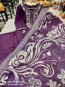 Lucknowi Work Pure Muslin Cotton Suits