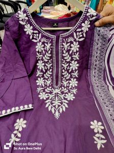 Lucknowi Work Pure Muslin Cotton Suits