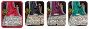 Red Madhubani Printed Crepe Silk Saree