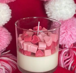 Circle Pink Heart Jar Candle