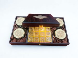 Luxurious Wooden Gift Box with 4 Laser Cut Design Salsa Jars