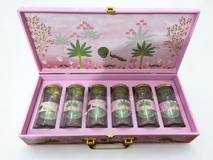Pichwai Art MDF Box with 6 Cylinder Jars