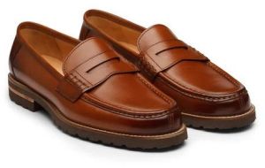 Mens Brown Leather Penny Loafer Shoes