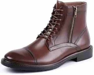 Mens Cap Toe Burnished Leather Boots
