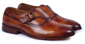 Mens Formal Brown Single Strap Monk Shoes