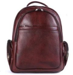 Mens Plain Brown Leather Backpack