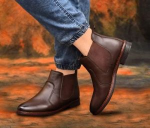 Mens Plain Leather Chelsea Boots
