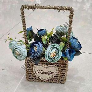Artificial Blue Rose Flower Pot