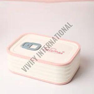 White and Pink Plastic Lunch Box
