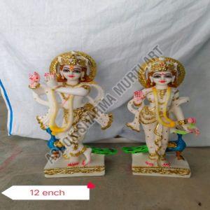 12 Inch Radha Krishna Marble Statue
