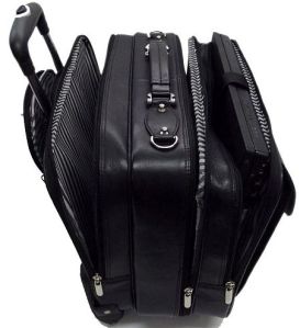 Black Leather Trolley Bag