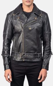 Vintage Mens Black Leather Jacket