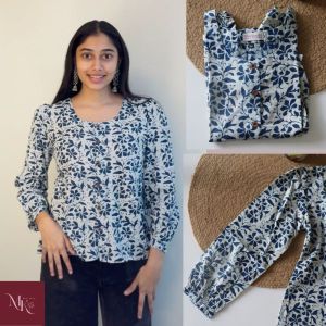 Ladies Blue Floral Printed Top