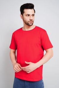Mens Plain Red Round Neck T-Shirts