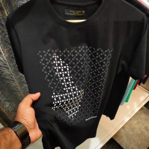 Mens Printed Black Round Neck T-Shirts