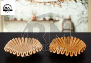 6 Inche Antique Marble Yellow Ruffle Bowl