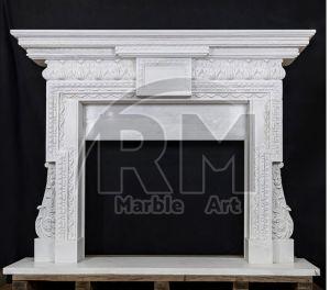 Antique Style White Marble Fireplace