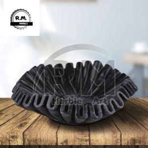 Black Marble Ruffled Design Bowl