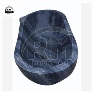 Black Polished Marble Bathtub