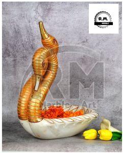 Decorative White Marble Swam Urli Bowl