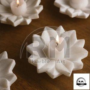 Flower Cut Home Decoration Pure Marble Candle Stand