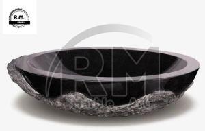 Round Chiseled Bathroom Stone Vessel Sink