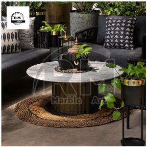 Round White Marble Centre Table