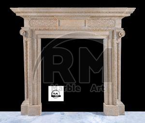 Traditional Beige Marble Indoor Fire Place