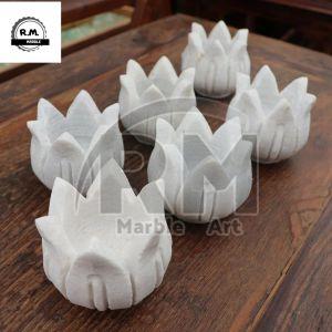 White Marble Lotus Candle Holder