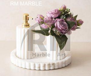 White Marble Manual Soap Dispenser