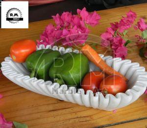 White Marble Oval Handmade Bowl