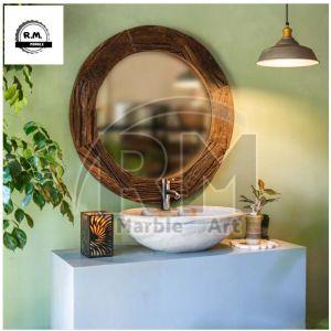 White Marble Round Table Top Wash Basin
