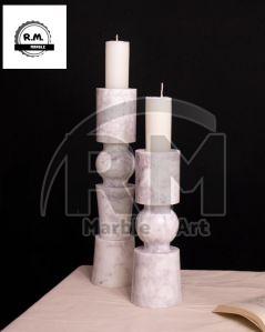 White Round Marble Candle Holders, For Decoration