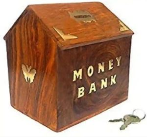 Wooden Brown Hut Coin Box