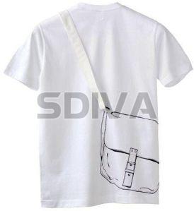 Mens White Printed Round Neck T-Shirt