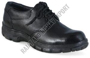 Mens Black Leather Safety Shoes