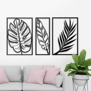Monstera Leaves Frame Metal Wall Art