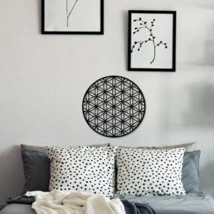 Black Flower OF Life Geometric Metal Wall Art