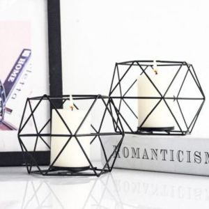 Black Metal Geometric Candle Holder