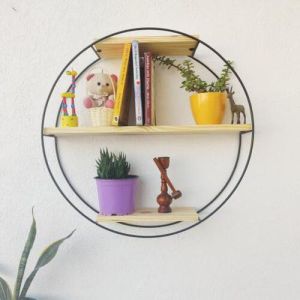 Three Tier Round Decorative Metal Wall Shelf